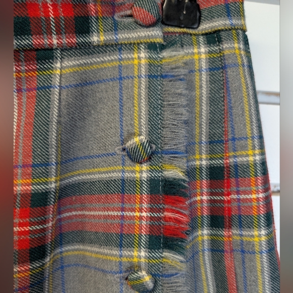 Bonda Wool Kilt Skirt Dress Stewart Tartan Plaid Women’s Size 16 Red Gray - Picture 2 of 6